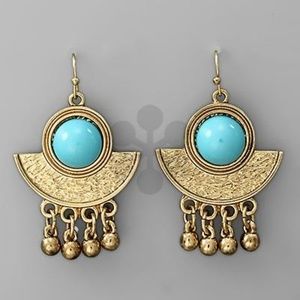Co-centric chandelier earring Egyptian Style Blue